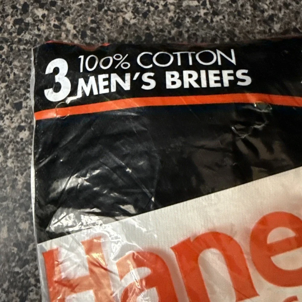 Vintage‎ 90s Hanes Mens Briefs 3 Pack NOS  Size 44 White Cotton
